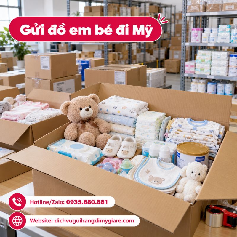 Gửi đồ em bé đi Mỹ tại TPHCM